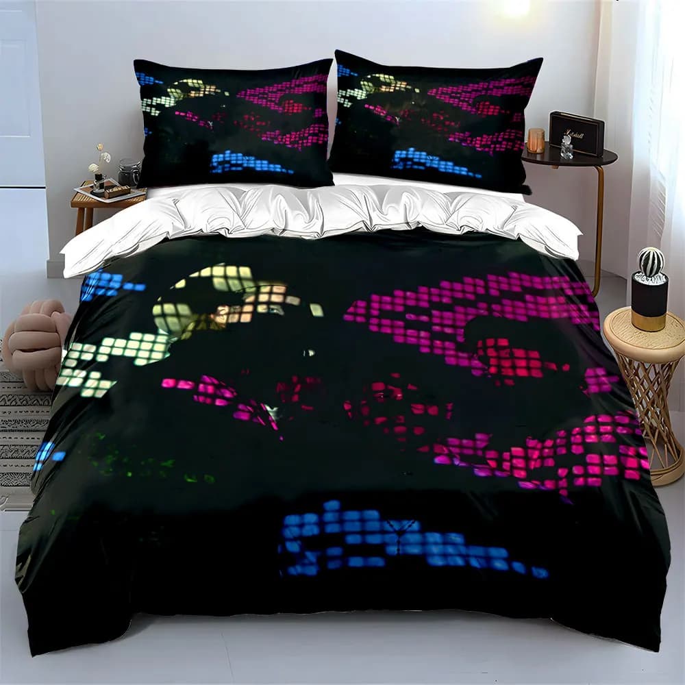 Set di Biancheria da Letto con Proiezione Luminosa Colorata, Include 1 Copripiumino e 2 Federe, Disponibile in Misure Singola, Doppia, King e Queen, Idea Regalo