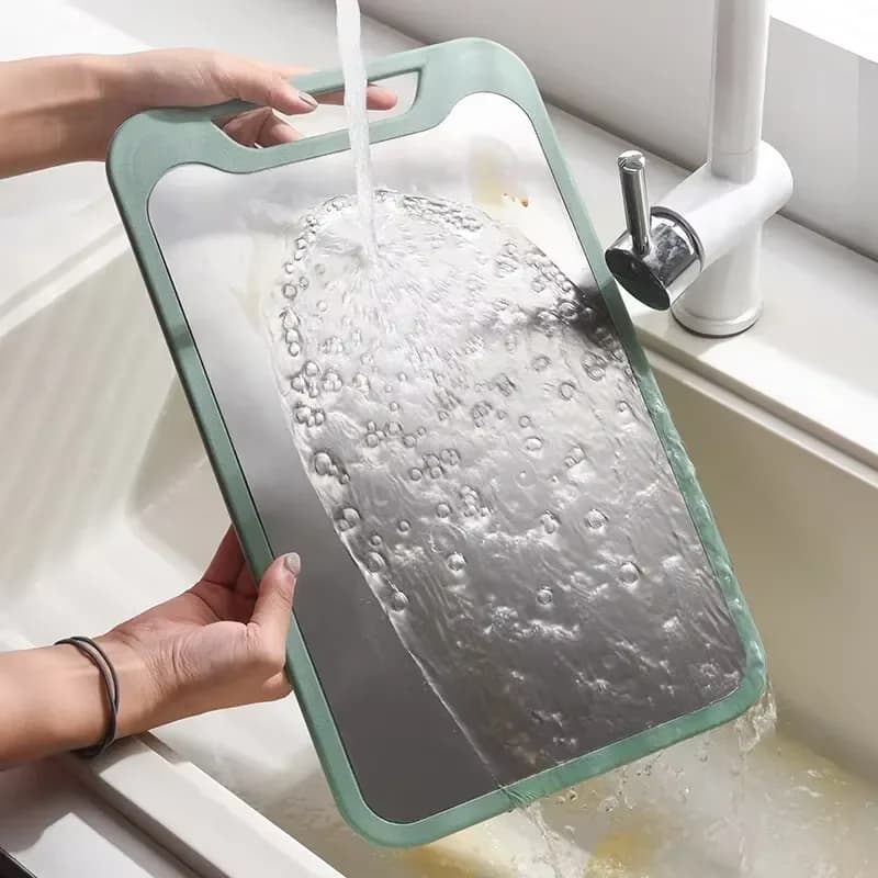 yes1pc Cutting Board Two Sides Of Stainless Steel and Plastic Dual-purpose Multifunctional Cut Vegetables and Meat Chopping Boar