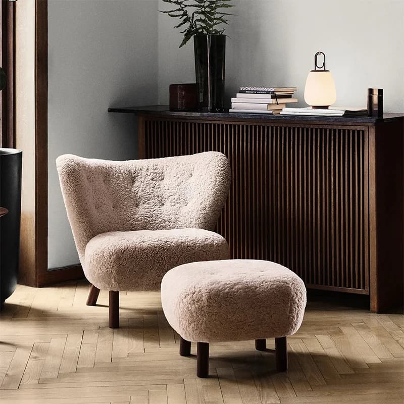 Poltrona Creativa in Stile Mid-Century per Soggiorno con Gambe in Legno, Divano Singolo in Tessuto, Sedie da Soggiorno, Arredamento per la Casa