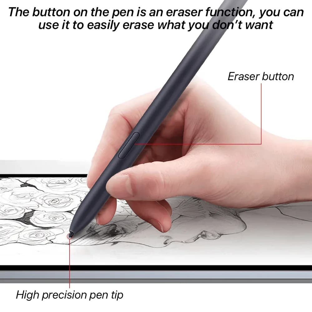 S Pen per Samsung Galaxy Tab S6 Lite S7 FE S8 Plus S9 Ultra, Stilo per Samsung con sensore di pressione, gomma cancellabile e funzione Touch Pen