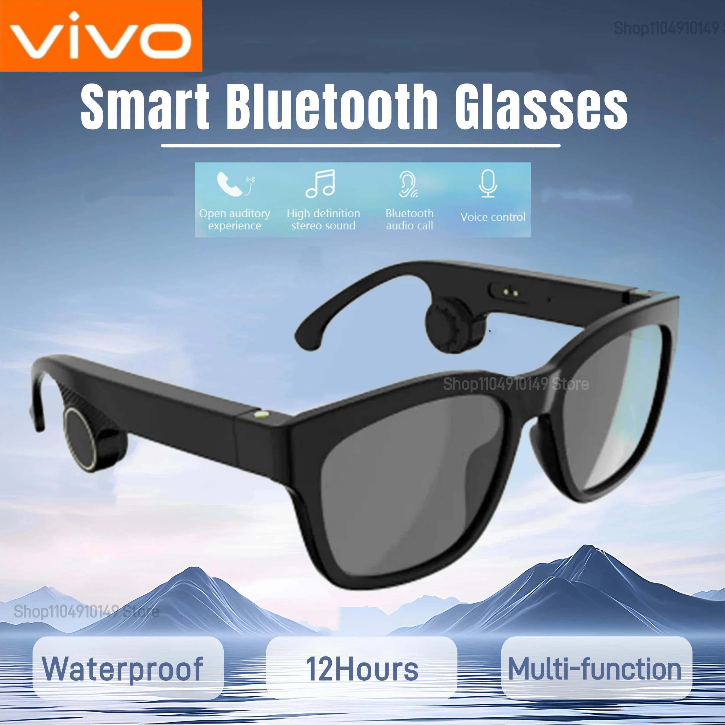 VIVO Occhiali intelligenti Bluetooth Occhiali intelligenti Chiama TWS Musica Cuffia Audio Multifunzione Occhiali da sole originali impermeabili Nuovo