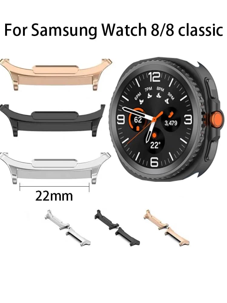 22mm Strap Connector for Samsung Watch 8/8 Classic 44mm 40mm Metal Watch Adapter Stainless Steel Smart Accessories