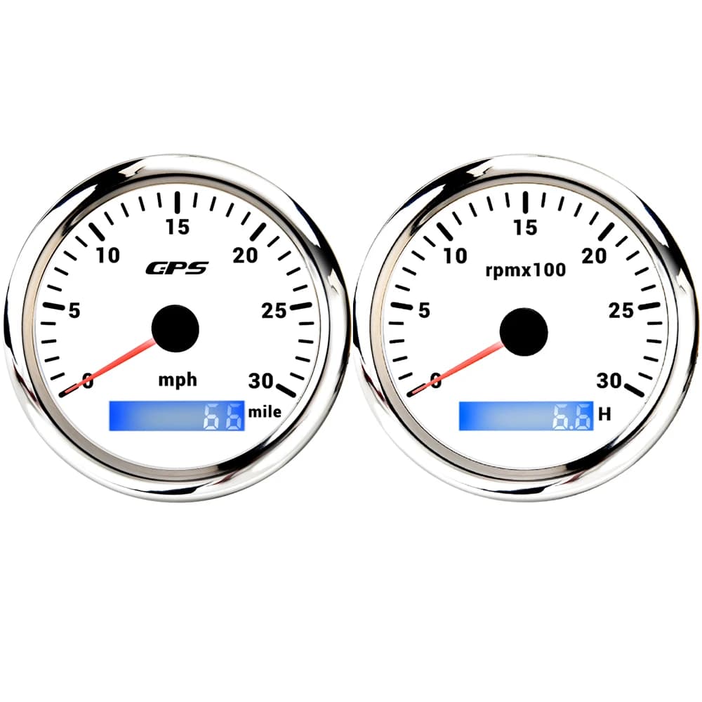 ELING Waterproof 2 Gauge Set 85mm GPS Speedometer 30M 60M 80M 120M 160M with Tachometer with 7 Colors Backlight for Boat Truck