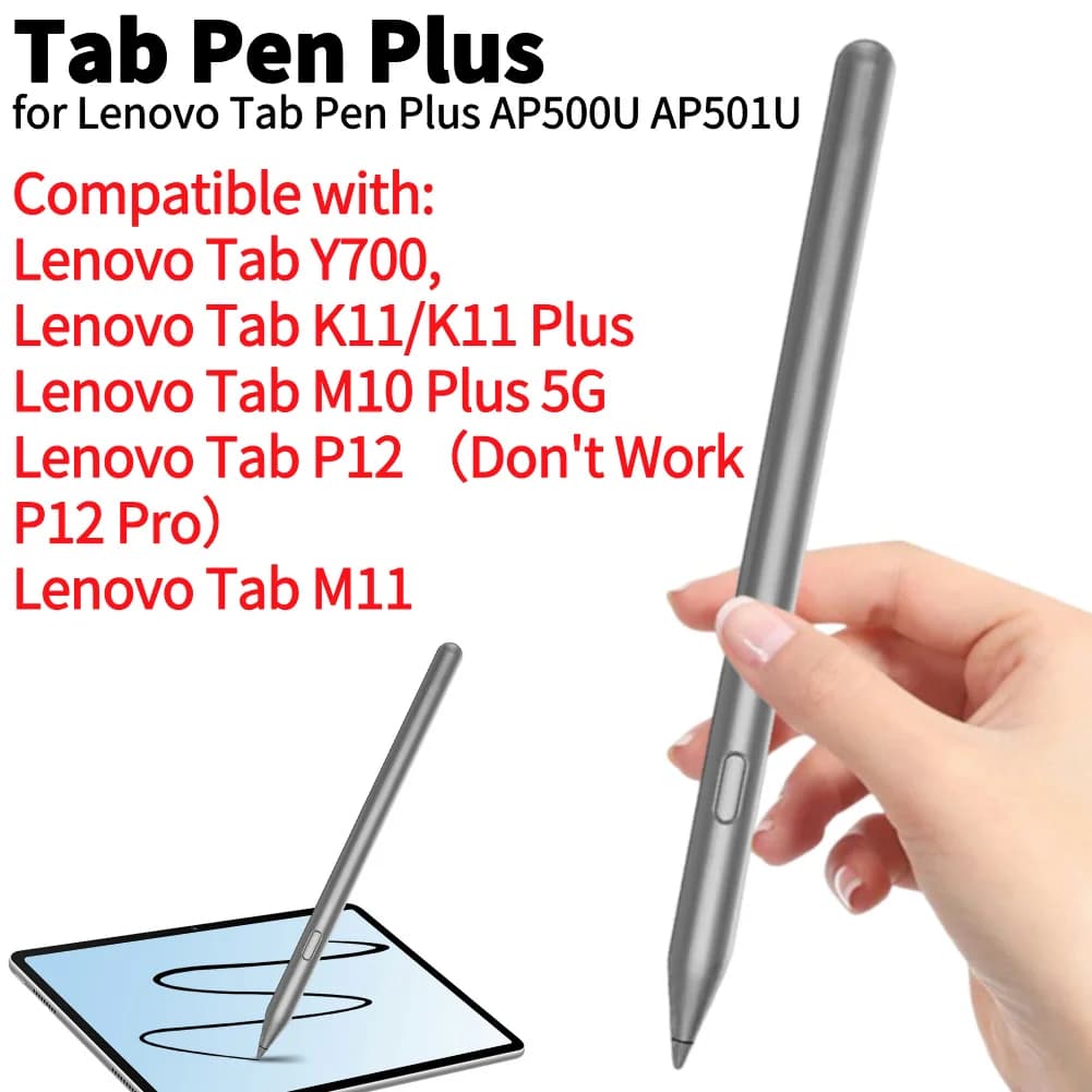 Penna Touch Tab Pen Plus per Tablet Lenovo AP500U/AP501U con Riconoscimento dell'Inclinazione per Lenovo Tab M11, Tab P12, Tab K11/K11 Plus