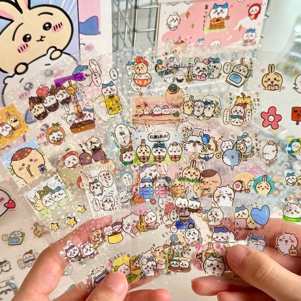 30 Pezzi Adesivi Laser Chiikawa, Adesivi Impermeabili Cartoon Kawaii per Decorazione Fai-da-Te, Scrapbook, Telefono, Laptop, Diario, Giocattoli