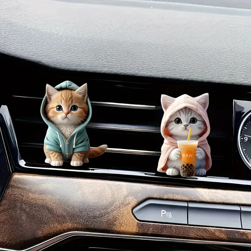 Simpatico porta fragranze per presa d'aria a forma di gatto, gatto giocattolo in acrilico, decorazione per auto, accessorio interno, articolo decorativo per aromaterapia