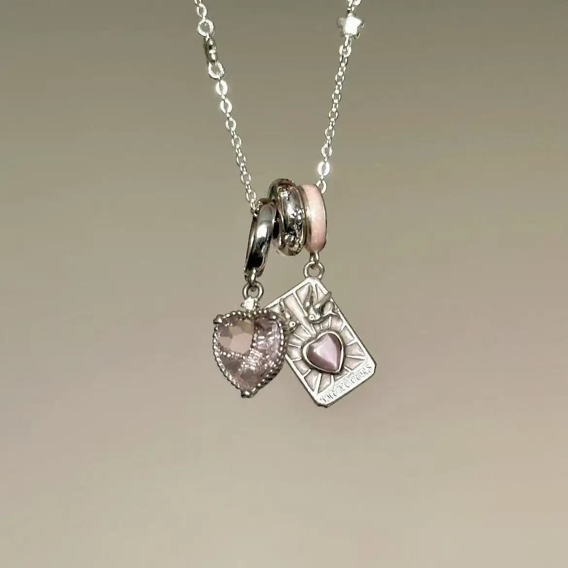 Collana Unica per Coppie, Ciondolo Tarocchi Amore Lui e Lei, Girocollo Abbinato Promessa per Fidanzato e Fidanzata, Regalo Sentimentale