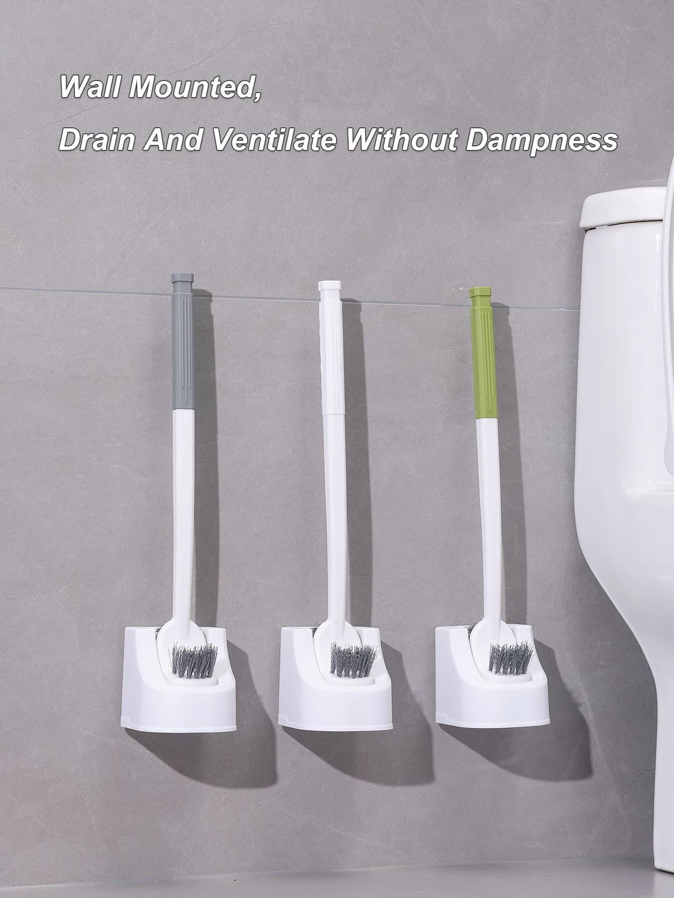 Set di 1/2 spazzole per WC da casa, senza angoli morti, senza perforazioni, da appendere alla parete del bagno, con base resistente.