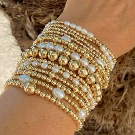 Euro-American Cross-Border Trendy Bohemian Style CCB Imitation Pearl Beaded Elastic Ladies Bracelet Set