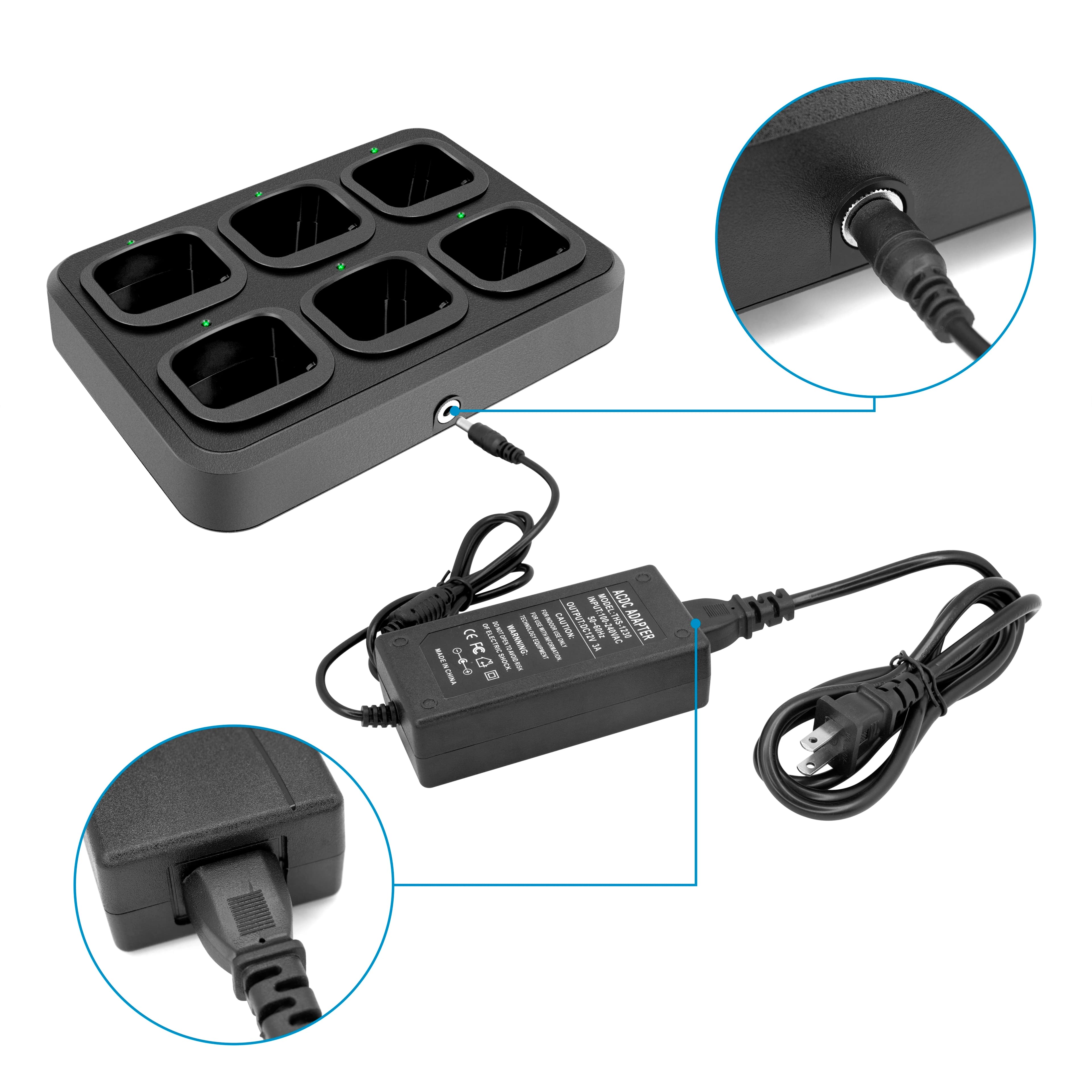 Adattatore per caricabatterie multifunzionale a 6 vie ricarica rapida per Radio bidirezionale Walkie Talkie XiRP3688 GP3688 GP3188 GP3988 CP040