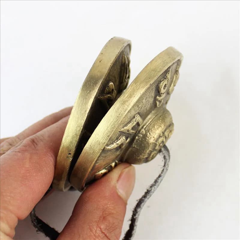 ABUE-5X Yoga Cymbals Brass Cymbal Bell Chimes Tibetan Buddhist Style Tingsha Meditation Yoga Accessory Instrument Cymbals,C