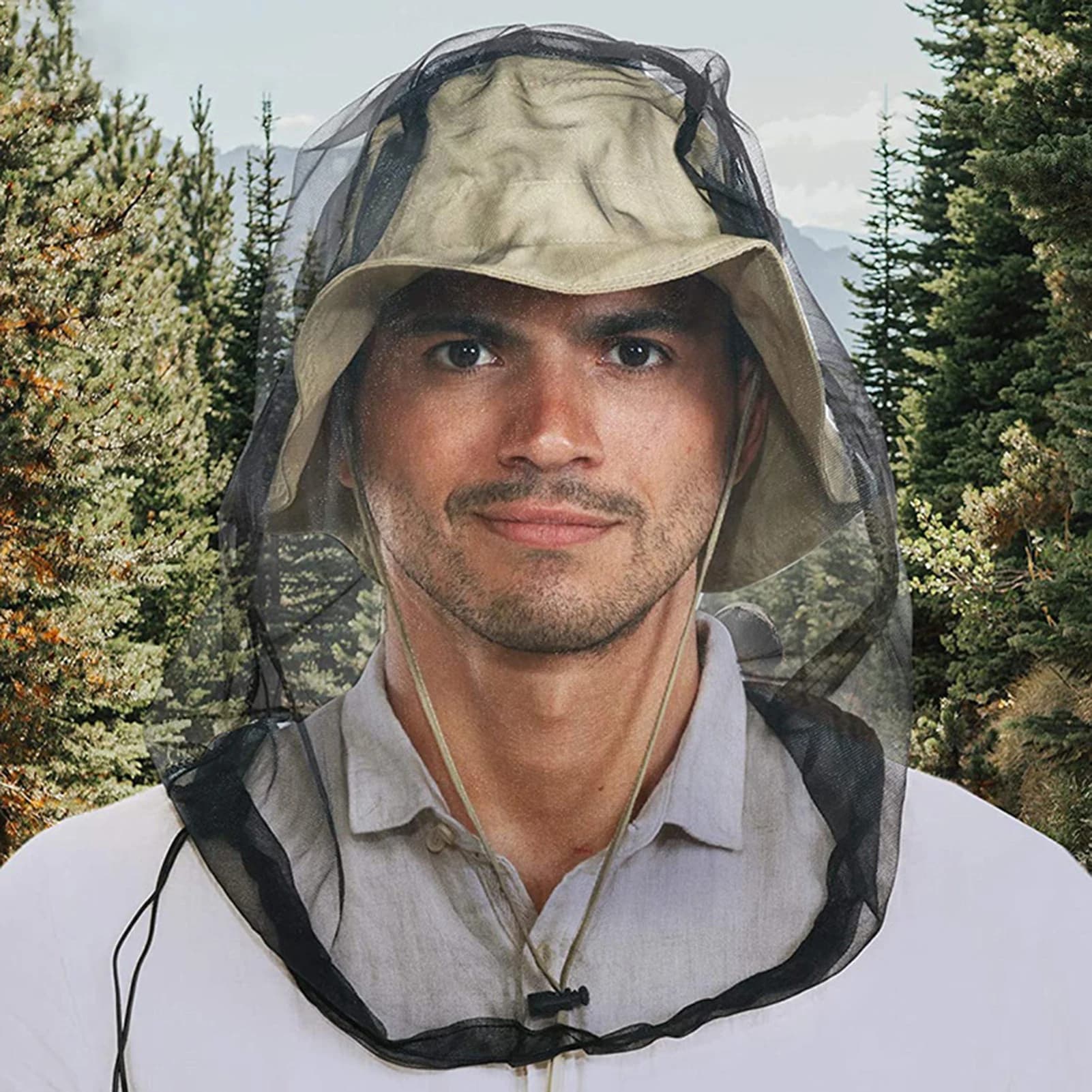 Cappello estivo con rete antizanzare per la testa, protezione viso in nylon resistente, protezione dagli insetti per pesca, campeggio, escursionismo, attrezzatura da pesca