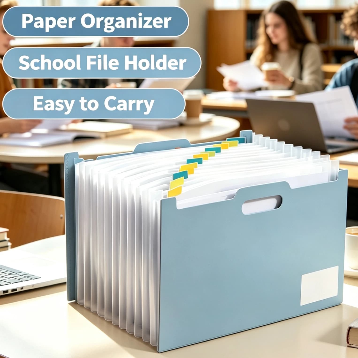 Open Top Upright Expanding Accordion File Organizer 13 Pockets Label Pocket A4 Letter Paper Office Desk Storage Folder