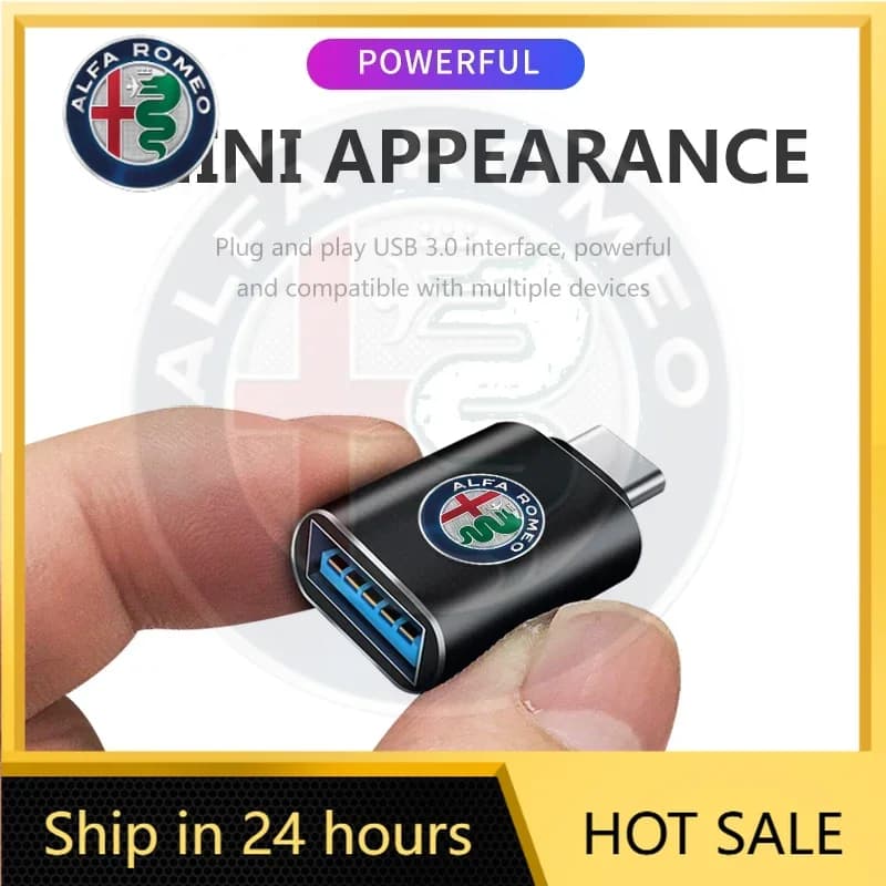 Type C To USB Port Converter Charging Cable Adapter For Alfa Romeo Giulia Stelvio Giulietta 156 159 147 Mito Tonale Brera Disco