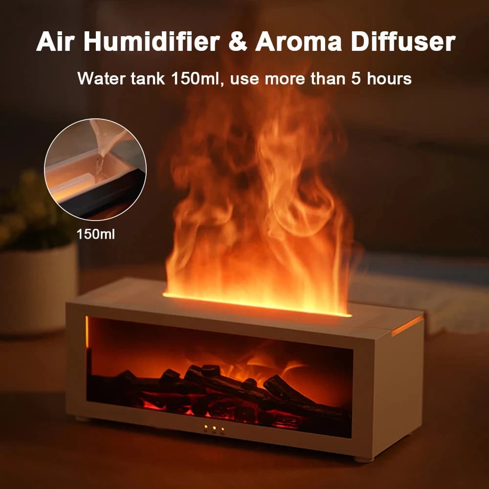 Diffusore di aromi di fuoco Umidificatore di fragranze per ambienti domestici con diffusore di luce notturna Umidificatore Diffusore di oli essenziali