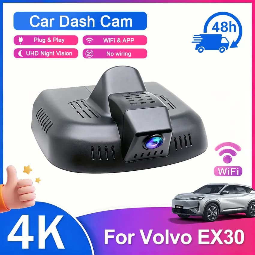 Plug and Play 4K 2160P HD Car Dash Cam DVR Camera Night Vision for Volvo EX30 2024 2025 2026 Loop recording night vision Car Dvr
