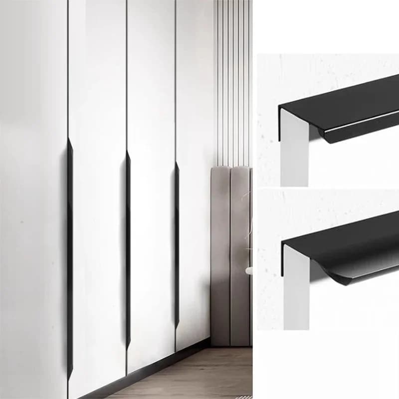 Maniglia invisibile per armadio, estesa, moderna, estremamente semplice, nera, per porta dell'armadio, cassetto, porta laterale, maniglia per cucitura, senza perforazione