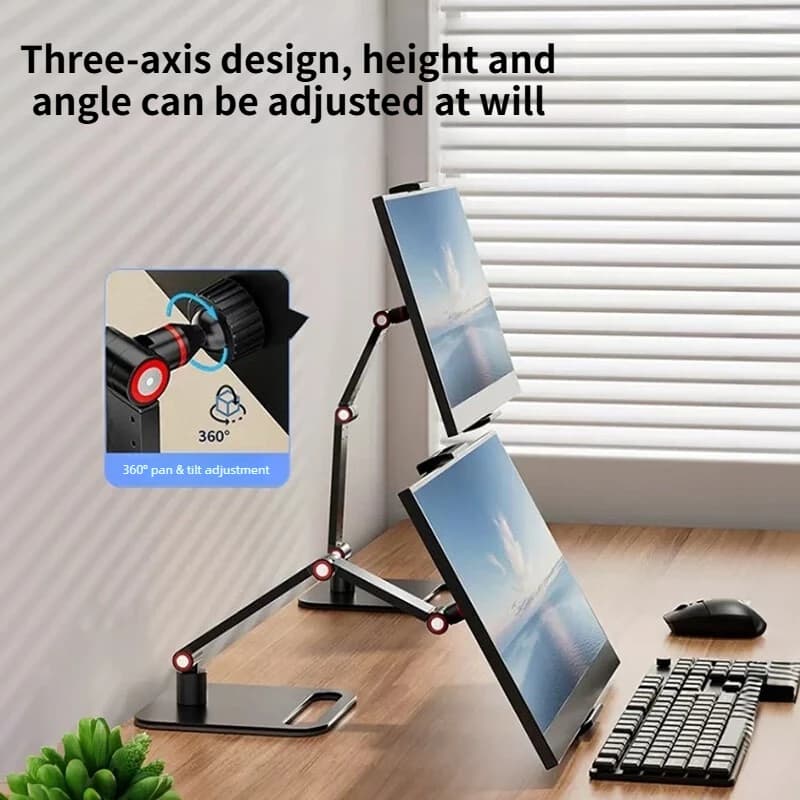 Supporto in Metallo per Monitor Portatile, Braccio di Supporto per Telefono Cellulare, Tablet PC, Base Verticale per Schermo e Display