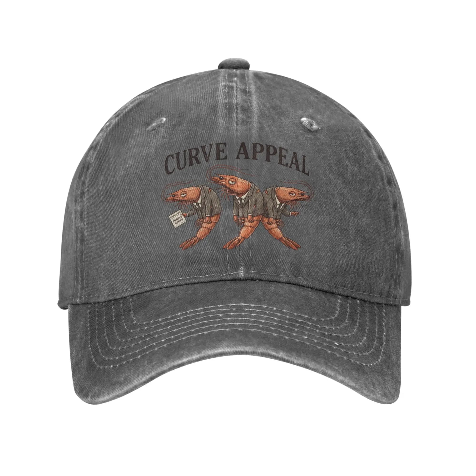 Curve Appeal Business Shrimp Funny Pun Vintage Cartoon Design Baseball Caps Peaked Cap Sun Shade Hats for Men