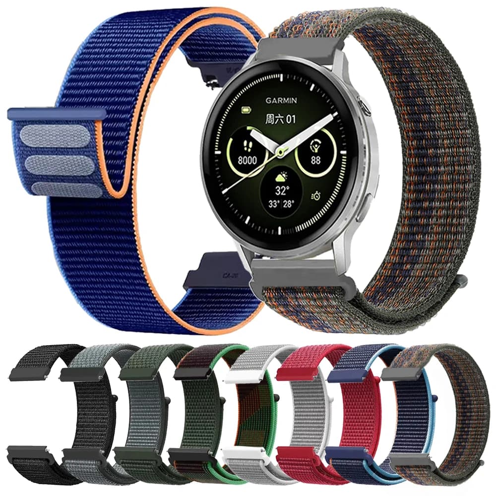 20 22mm cinturino sportivo in nylon per Garmin Forerunner 570 Vivoactive6 Venu sq 2 3 4 Sostituisci il braccialetto per AMAZFIT/Per HUAWEI WATCH Band