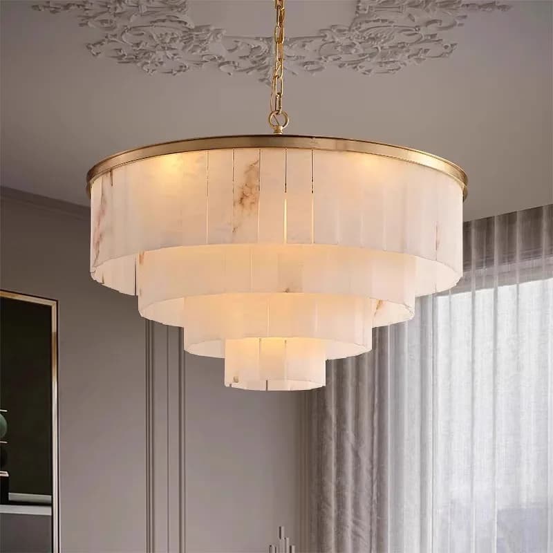 Lampadario a sospensione in marmo spagnolo in ottone rame per soggiorno, sala da pranzo, camera da letto, hotel, villa, arredamento, lampada a sospensione in alabastro