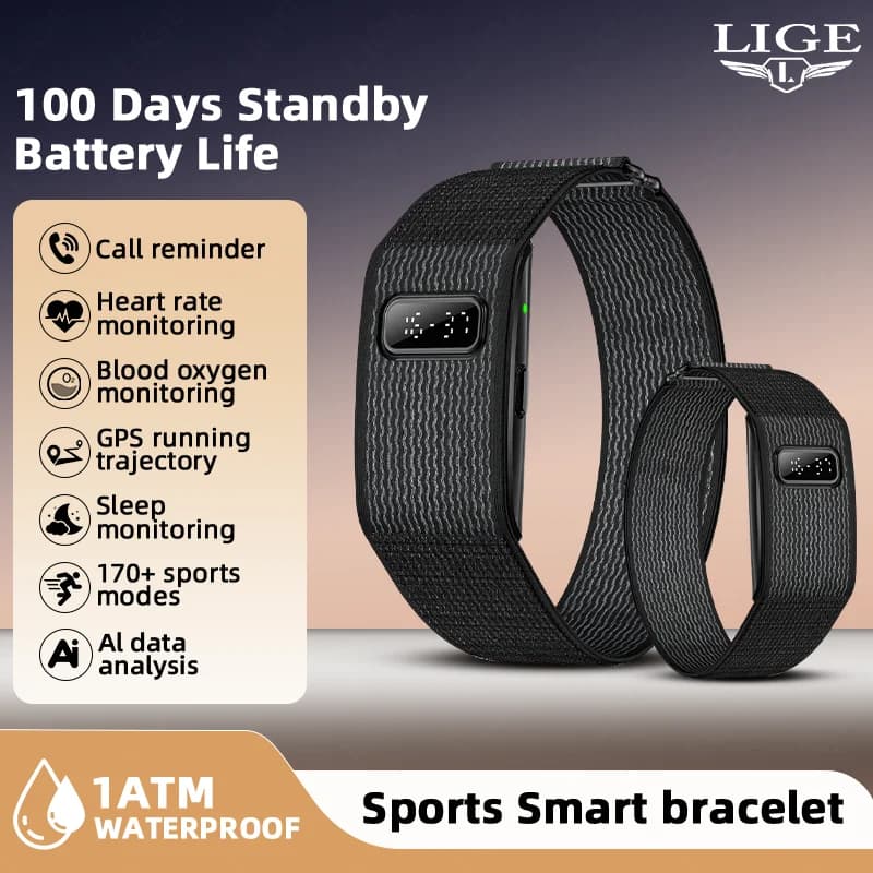 Nuovi Braccialetti Intelligenti LIGE con Schermo Digitale, Monitoraggio della Frequenza Cardiaca, Monitoraggio della Salute, Notifiche di Chiamate in Arrivo