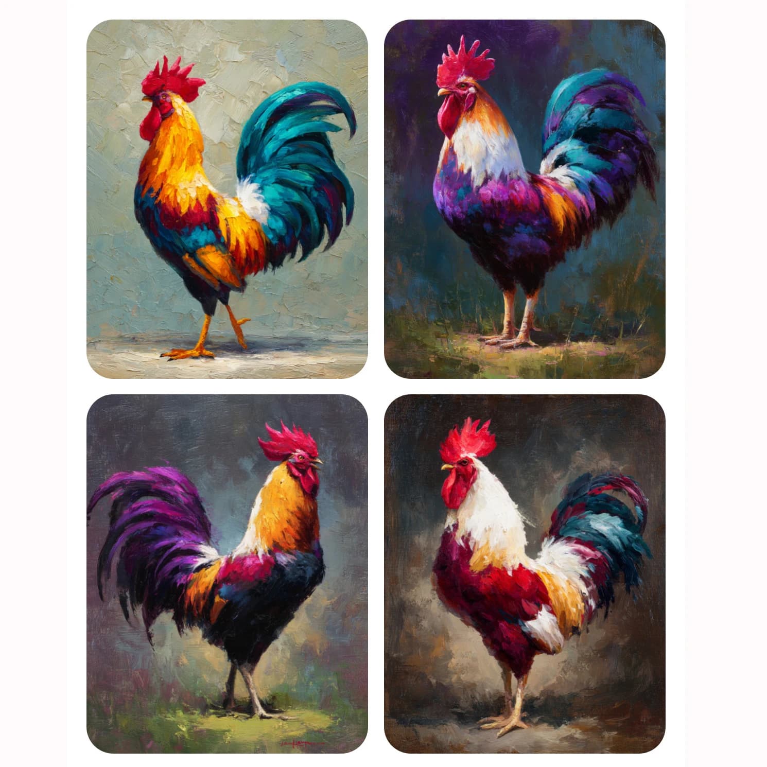 Hand Paint Colored cock Painting By Numbers Kit DIY Acrylic Artwork Canvas Art Gift Home