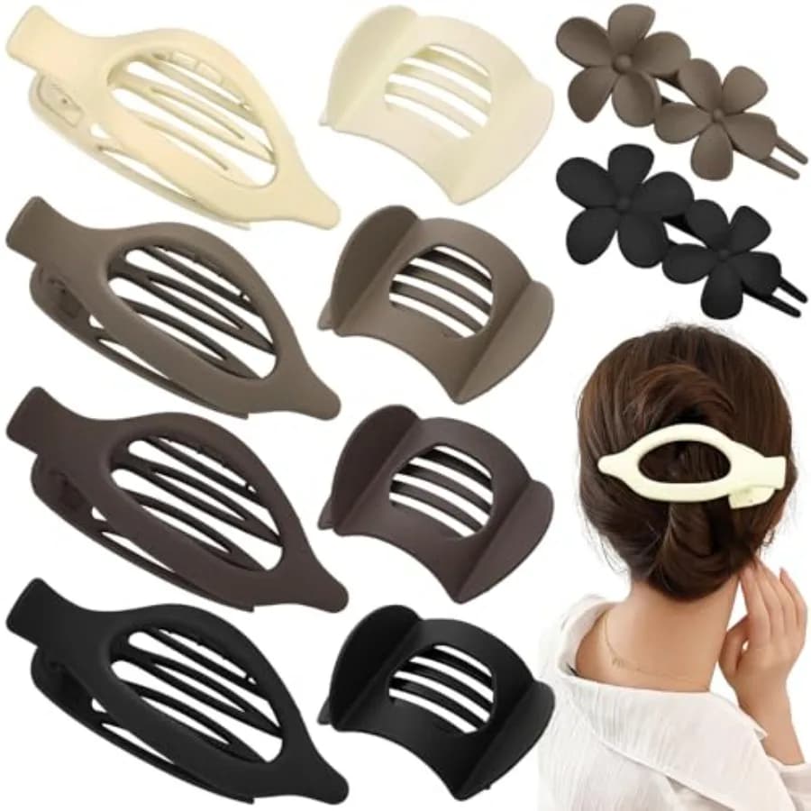 Flat hair clips for women: French flat claw clips in 3 styles, medium duckbill design, no-slip grip, suitable for thin and thic