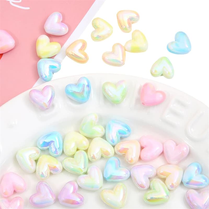 5pcs 17x15mm Colorful Acrylic Heart Beads Charms Loose Bead for Women Earring Bracelet Necklace DIY Jewelry Making Craft