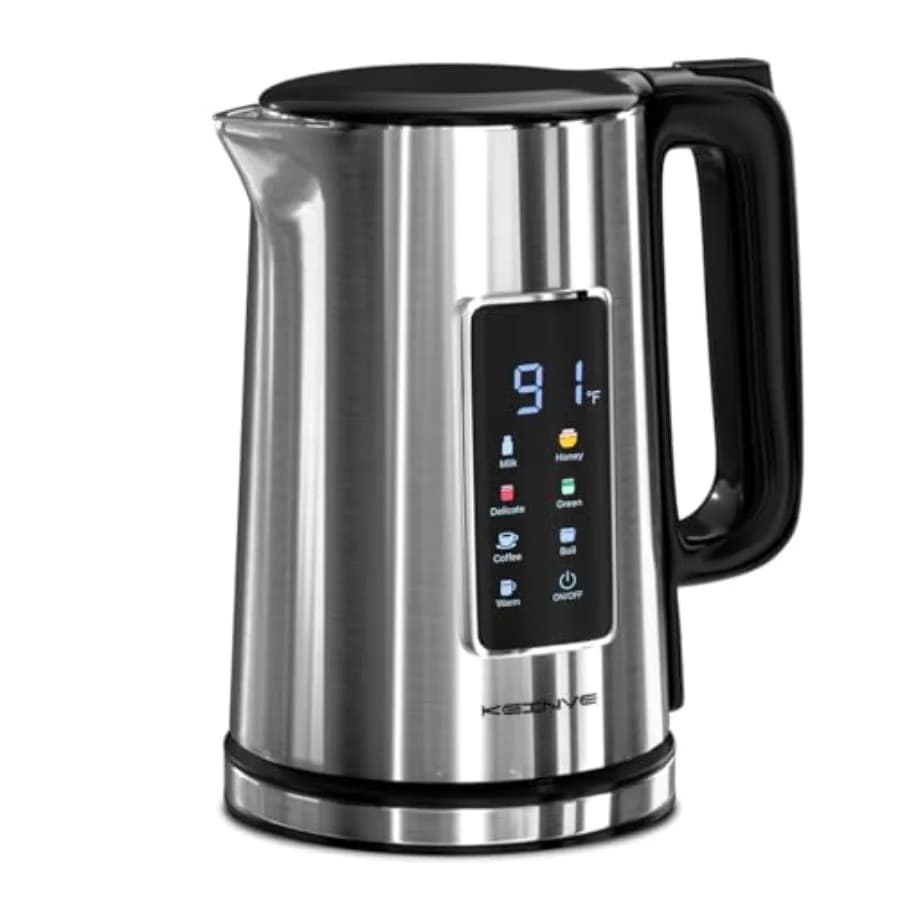 1.7L Electric Kettle with Touch Screen, Plastic-Free Interior, Double Wall Design, 6 Preset Temperatures, Quick boiling