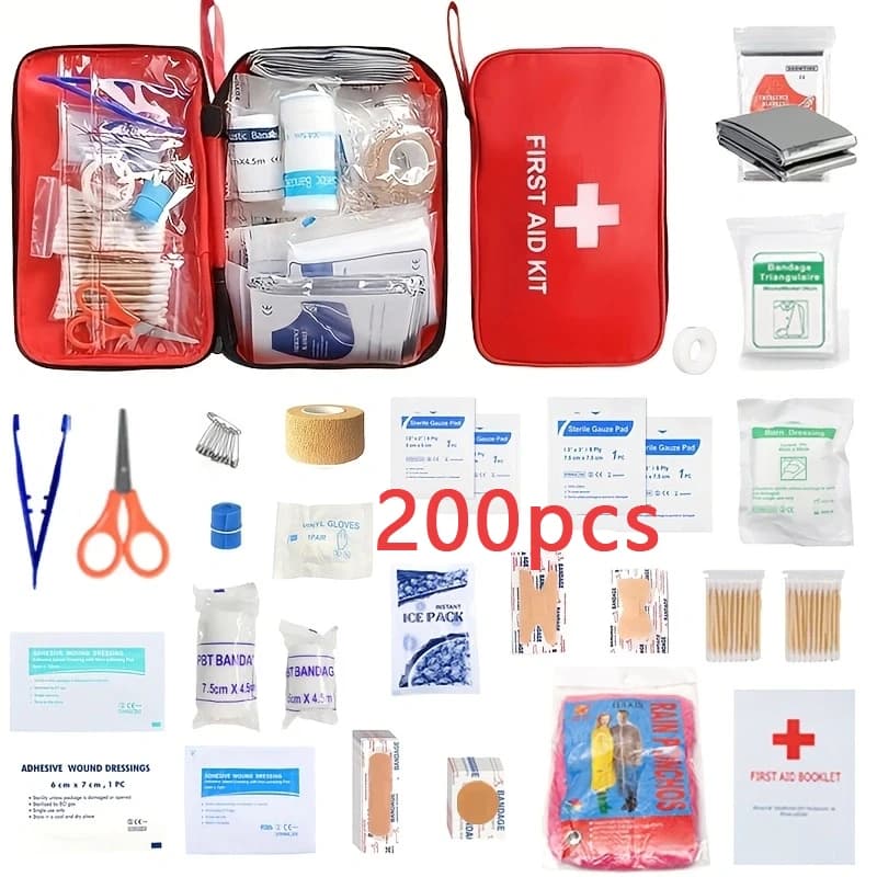 Kit di pronto soccorso da viaggio per auto di famiglia Kit di pronto soccorso da 198 pezzi per casa, auto, viaggi, lavoro, sopravvivenza, ufficio, campeggio, escursionismo, boa