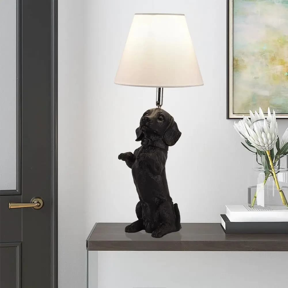 Creative Dachshund Dog Table Lamp - Puppy Resin Desk Light for Kids' Rooms, Bedrooms, and Living Spaces