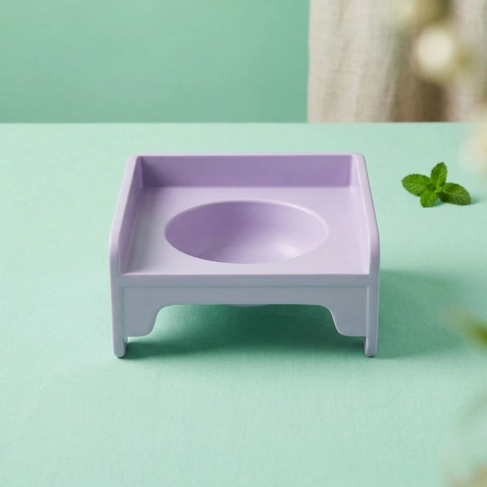 Ceramic Pet Bowl with Stand Whisker-Considerate Elevated Cat Bowl Raised Cat Food Dish Connectable Design for Small Dogs