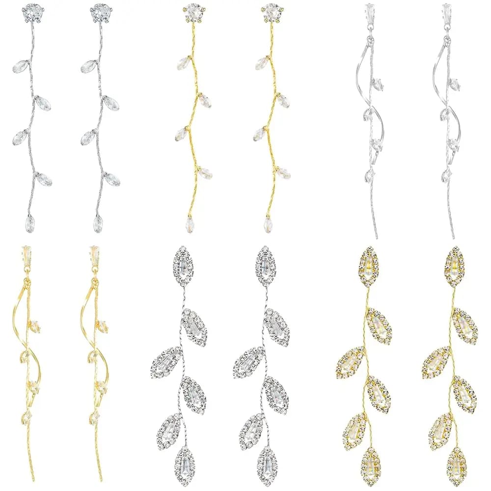 NEWITIN 6 Paia di Orecchini Floreali per Donne, Orecchini Ipoallergenici con Perle, Foglie e Nappe, Orecchini Pendenti Lunghi a Forma di Fiore