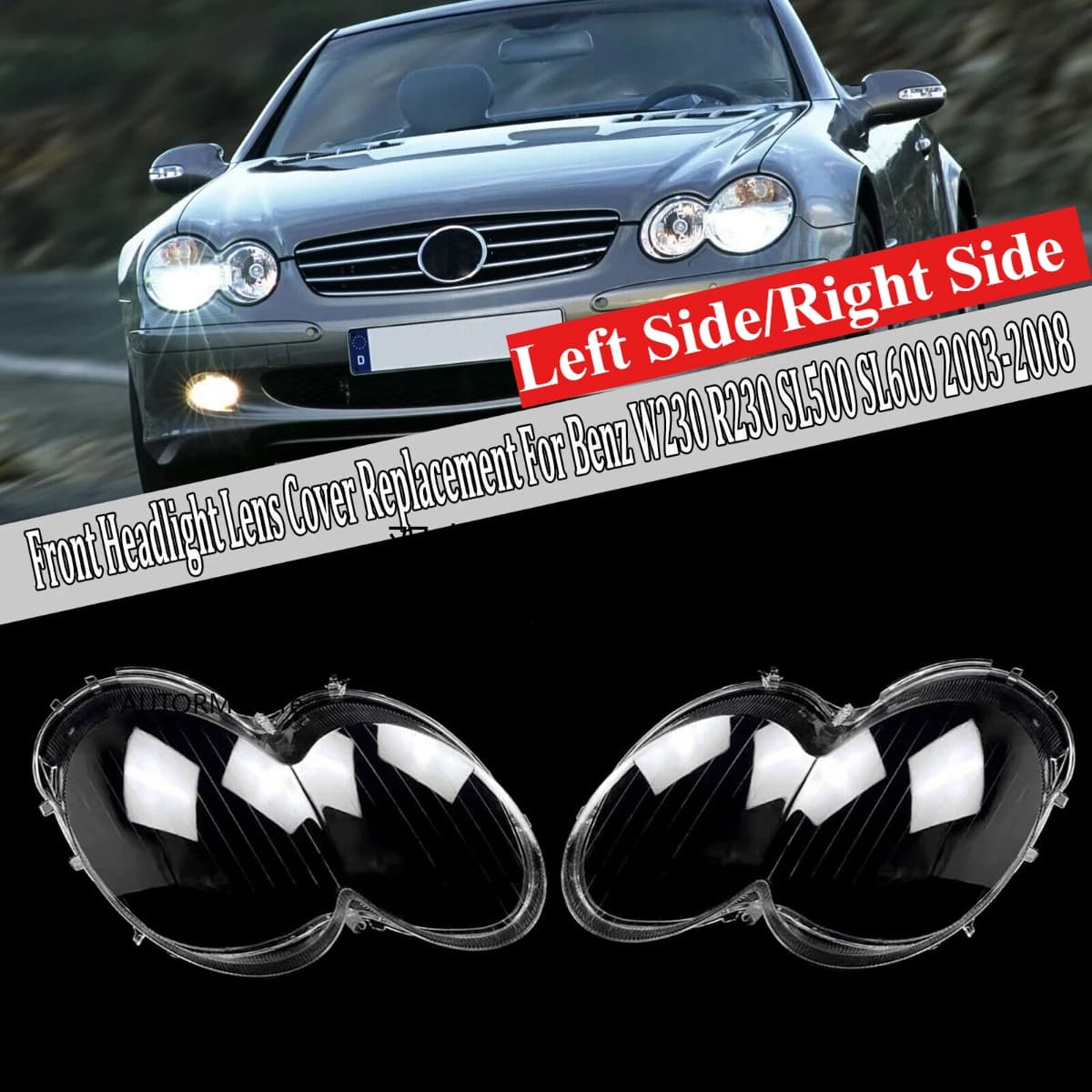 L/R Auto Faro Copriobiettivo Borsette Faro Copertura Paralume Borsette Per Mercedes-Benz W230/R230 SL SL350 SL500 R230 2004-2007