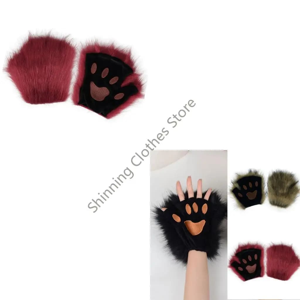 M68A Fuzzy Cats Furry Gloves Design imbottito Ideale per abiti da freddo