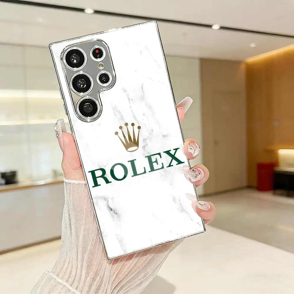 Custodia per telefono alla moda con design R-Rolexs per Samsung Galaxy S26 S24 S23 Ultra, con telaio in metallo galvanizzato