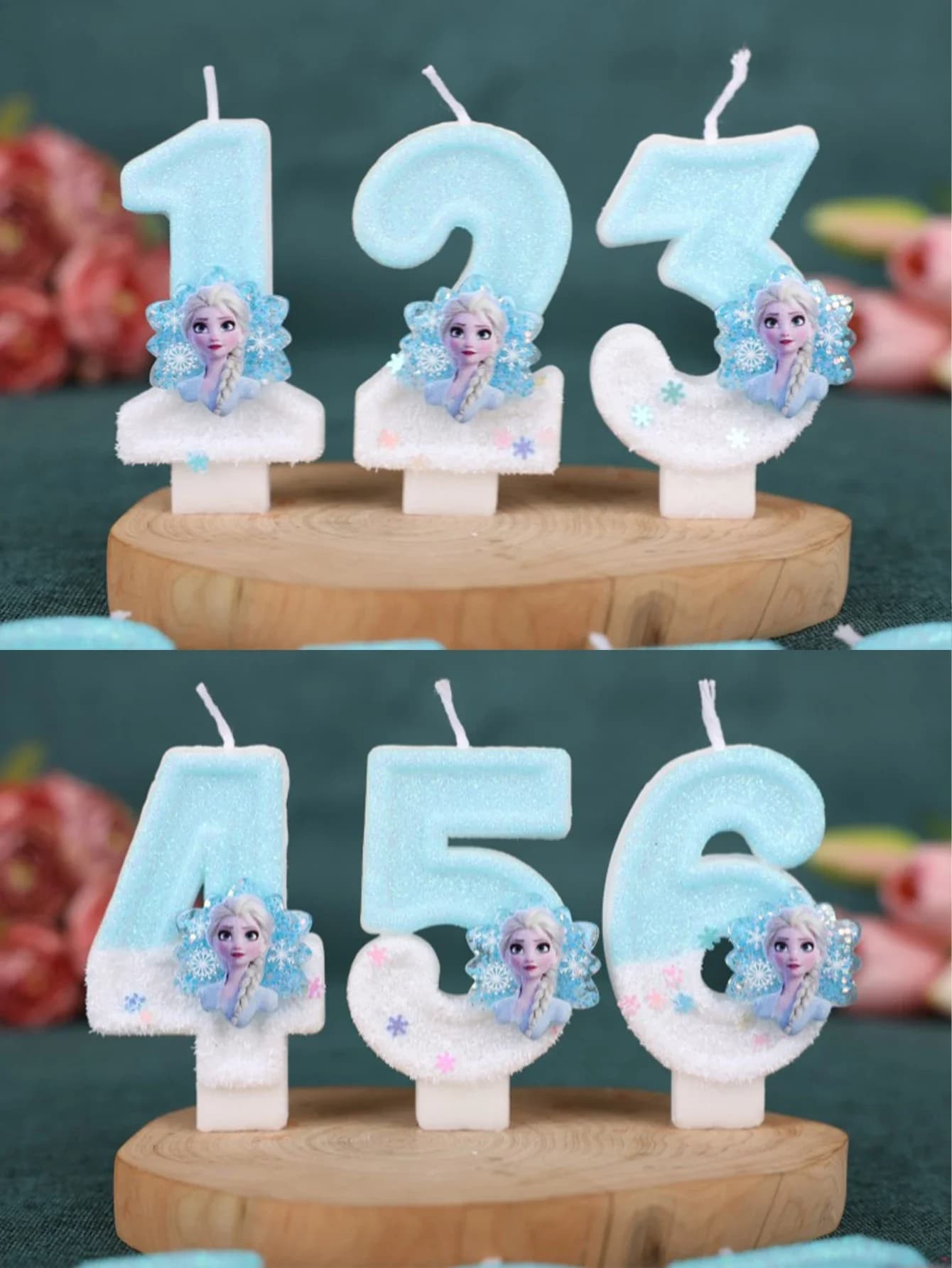 Candeline numeriche Disney Frozen Elsa (0-9) - Decorazione per torta a tema Elsa brillante, decorazioni per feste e regalo per donne/bambini