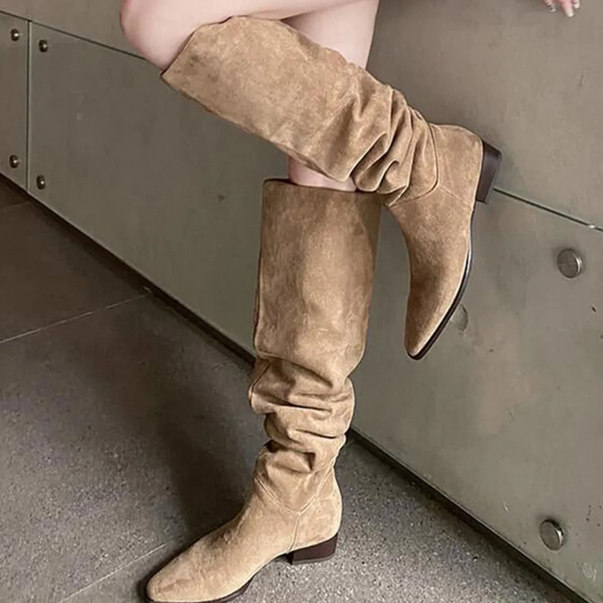 Stivali alti da donna 2026 Primavera Autunno con tacco spesso e rialzo, stivali da cavaliere, stivali western Maillard