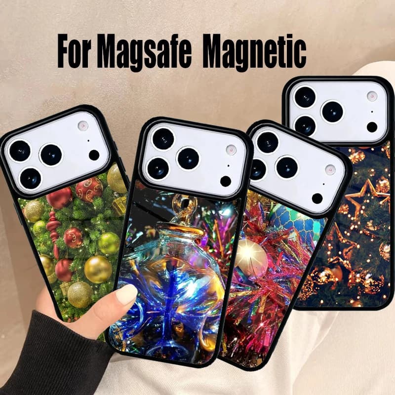 Nuova Cover per iPhone con Design Natalizio a Forma di Pallina, Compatibile con iPhone 17 Air 16e 15 14 13 12 11 Pro Max Plus, Cover Magnetica Wireless Magsafe
