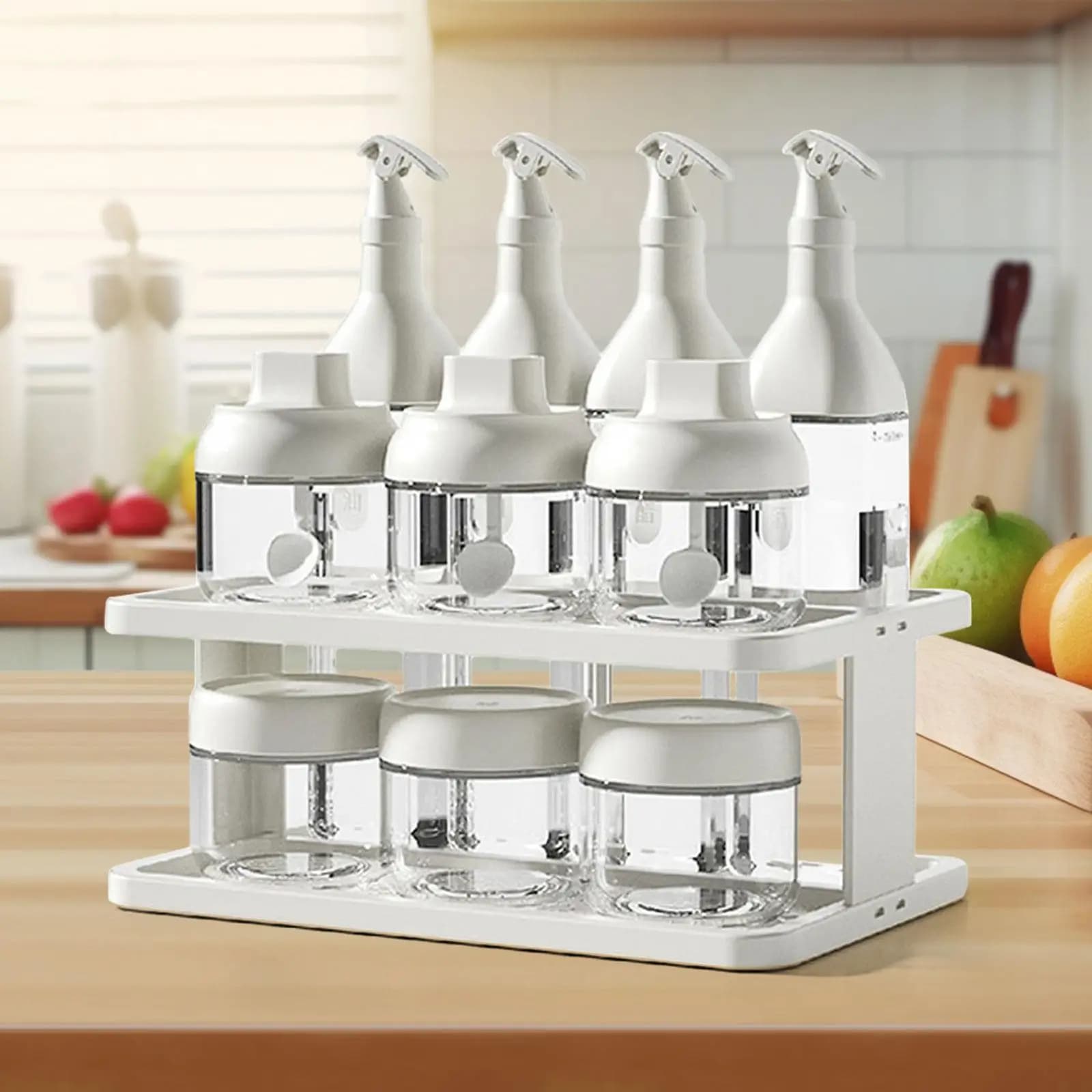 Set portaspezie Scaffale portaoggetti portatile a 2 livelli Scaffale multiuso per armadio da cucina per armadio da tavolo Cafe Dispensa per la casa