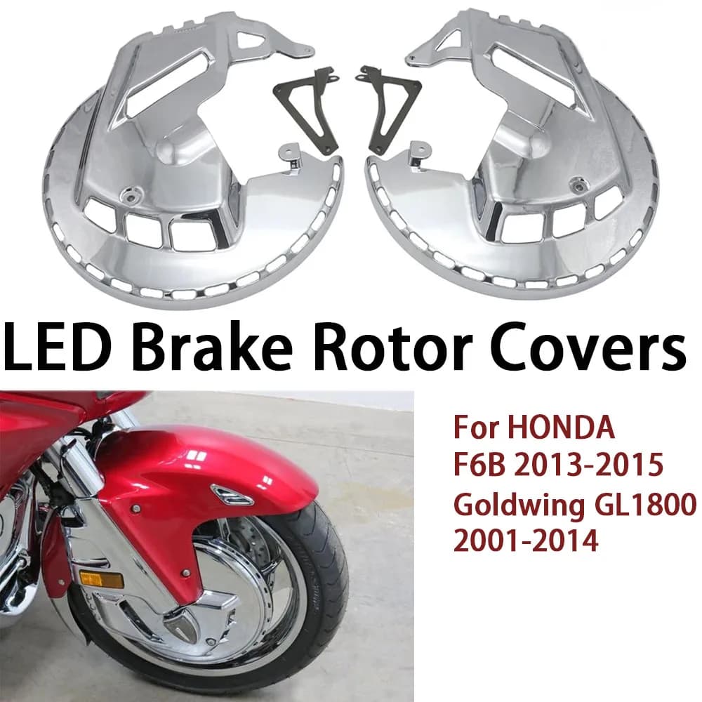 1 Paio di Coperture per Dischi Freno Anteriori Moto con Anello LED Luminoso, Cover Freno Moto con Luce per Honda GL1800 Goldwing 2001-2014 F6B