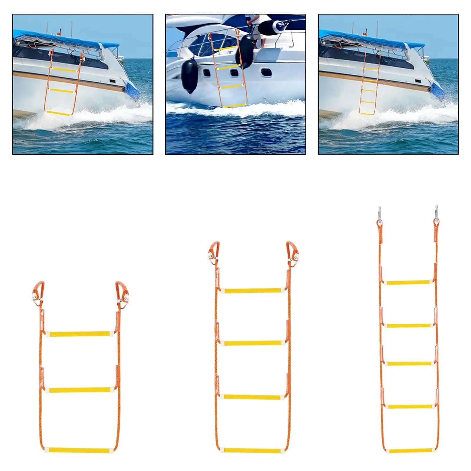 Scala in corda marina, scaletta da nuoto leggera e stabile, portatile per kayak, barche da pesca, yacht, pontoni, barche, barche a vela