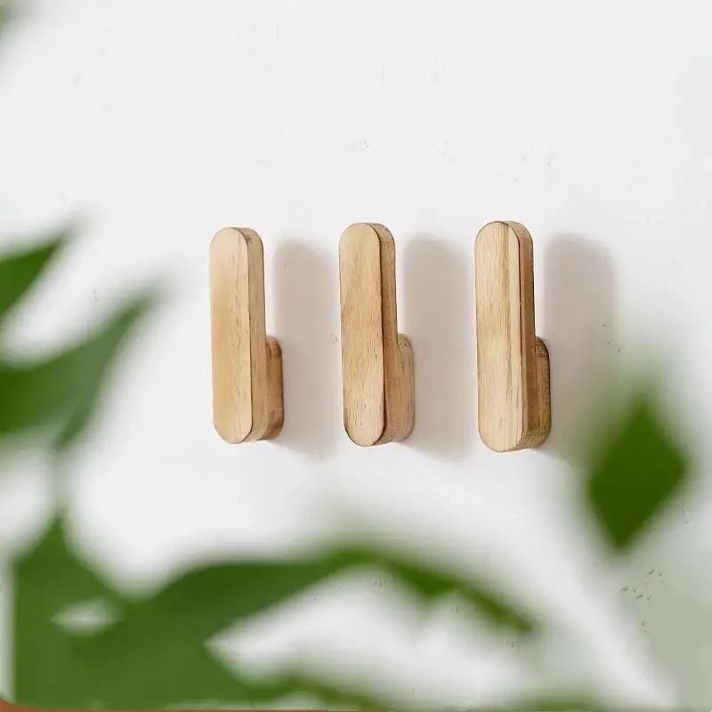 Wall‑Mounted Nordic Solid Wood Hooks, Home Hanger for Coats, Bags, Towels and Keys, Bedroom & Bathroom Storage Decor Rack