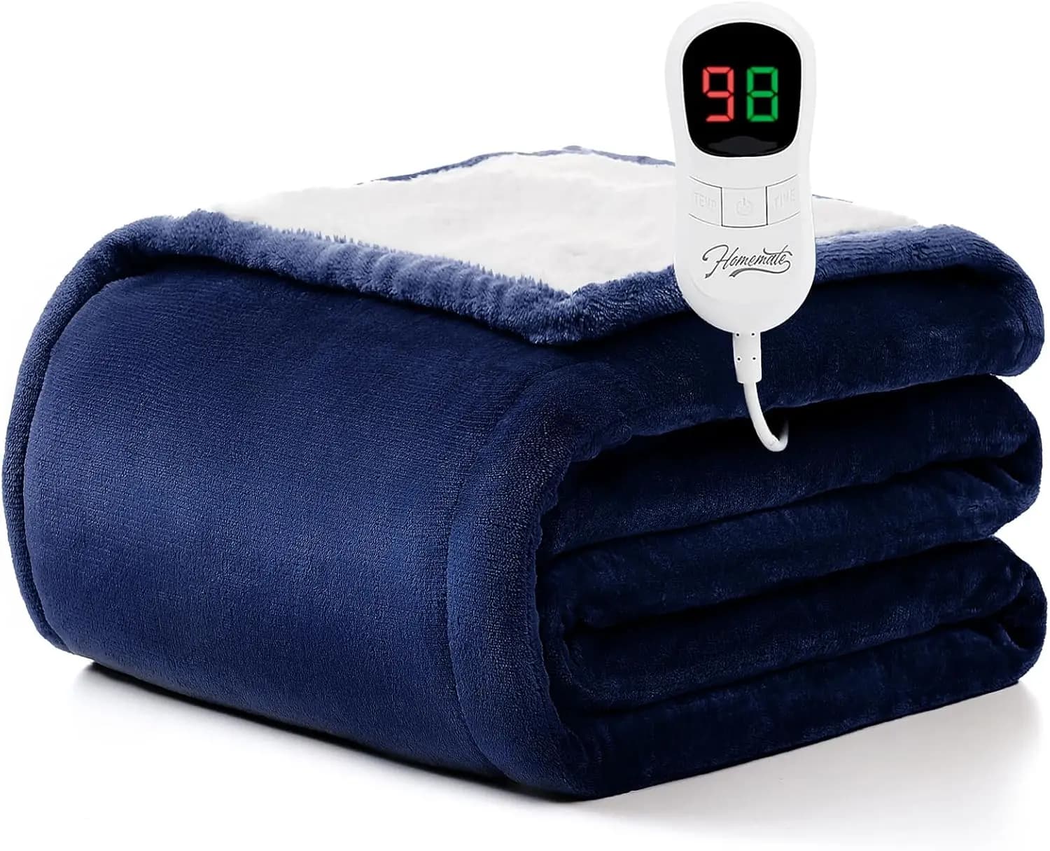 Coperta Elettrica Riscaldata 50x60 Pollici, 10 Livelli di Calore, Timer di Spegnimento Automatico, Protezione dal Surriscaldamento, in Flanella e Sherpa, Certificata ETL