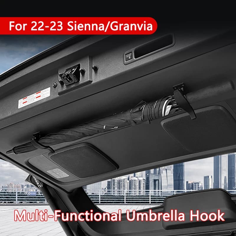 Gancio per Auto, Portaombrelli da Bagagliaio, Organizzatore Multiuso per Ombrelli e Canne da Pesca, Accessorio per Toyota Sienna Granvia 2022 2023