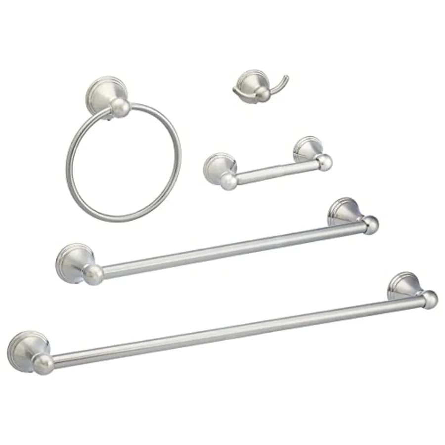 5 Pcs Bathroom Hardware Set,,Towel Bar, Toilet Paper Holder, Towel Ring, Robe Hook, AB-BR817-SN