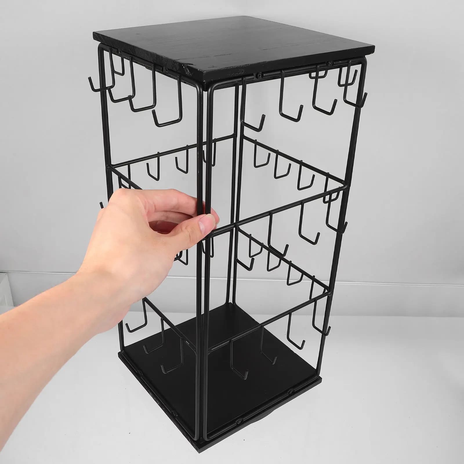 Wooden Jewelry Display Stand Rotating Earring Organizer Multi-Functional Holder for Vanity Countertop Earrings Organizer