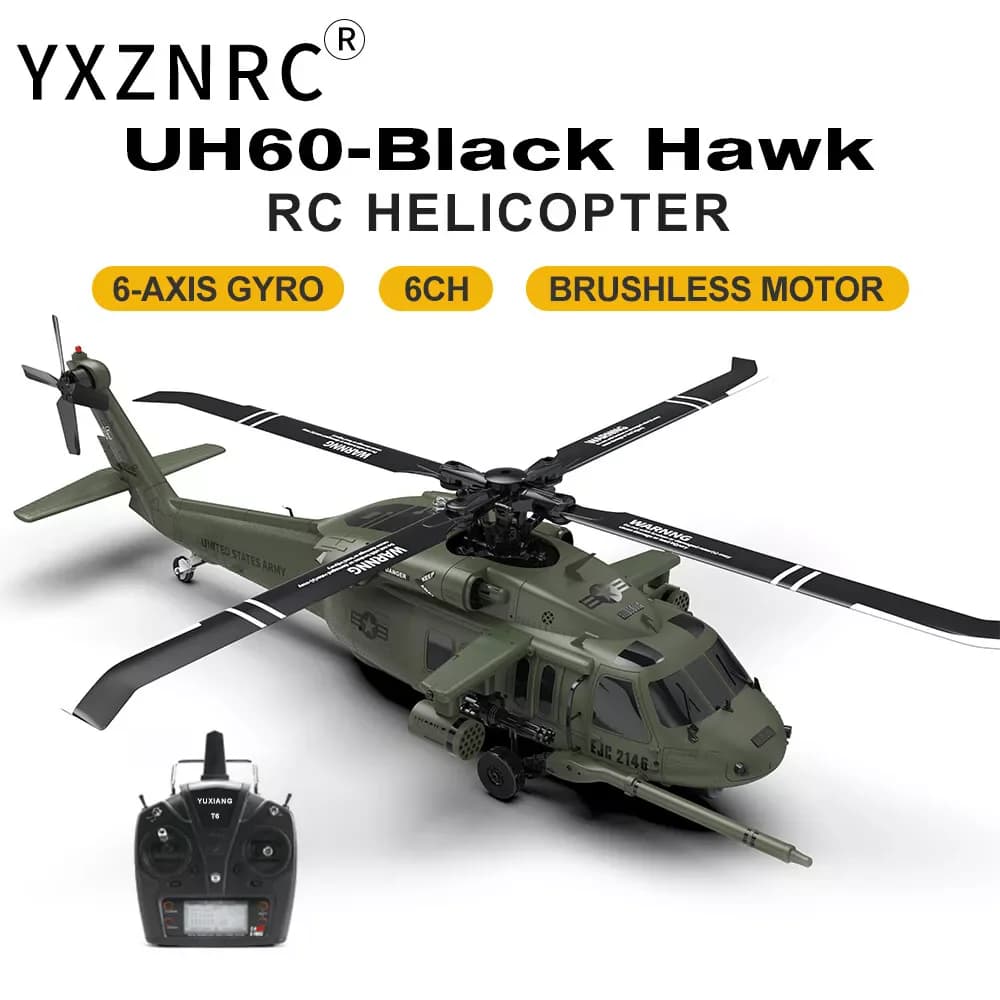 YXZNRC F09-V UH-60 2.4G 6CH Giroscopio a 6 assi Doppio motore brushless Scala 1:47 Elicottero RC Flybarless BNF/RTF
