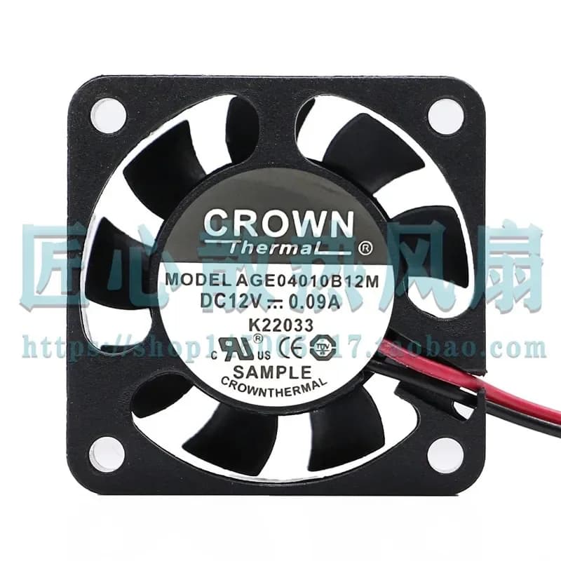 CROWN AGE04010B12M DC 12V 0.09A 40x40x10mm 4cm Cooling Fan for Electronic Devices